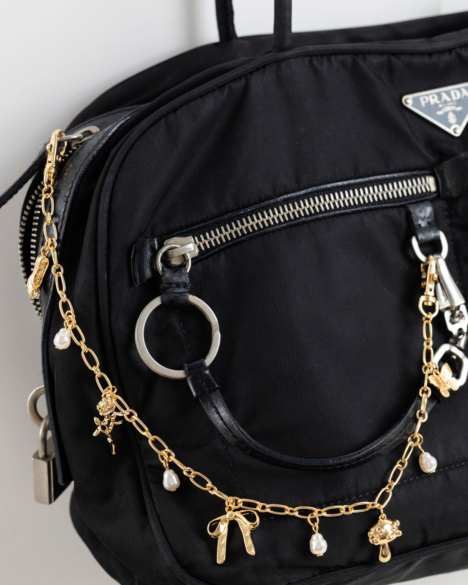 Bow Rose Chain Bag Charm